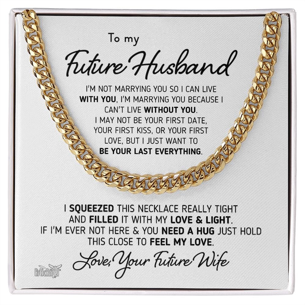 Gift For Husband "Your Last Everything" Necklace Jewelry 14K Yellow Gold Finish Two-Toned Gift Box 