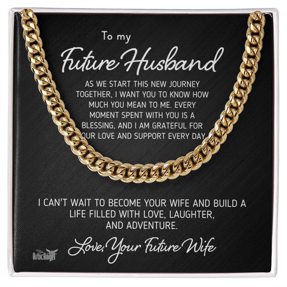 Gift For Future Husband "As We Start Our Journey Together" Necklace Jewelry 14K Yellow Gold Finish Two Toned Box 