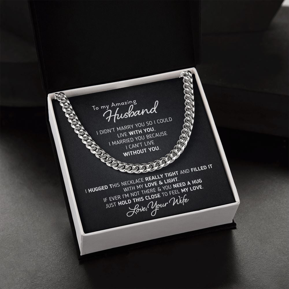 Gift for Husband "I Can't Live Without You" Necklace Jewelry 