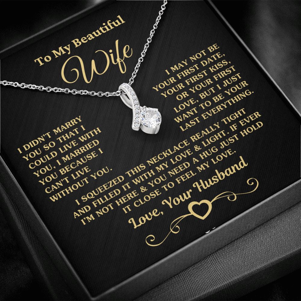 Gift for Wife "I Can't Live Without You" Gold Necklace Jewelry 