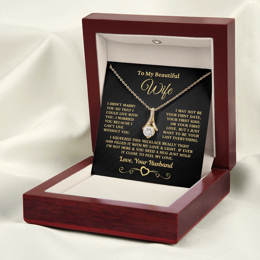 Gift for Wife "I Can't Live Without You" Gold Necklace Jewelry 