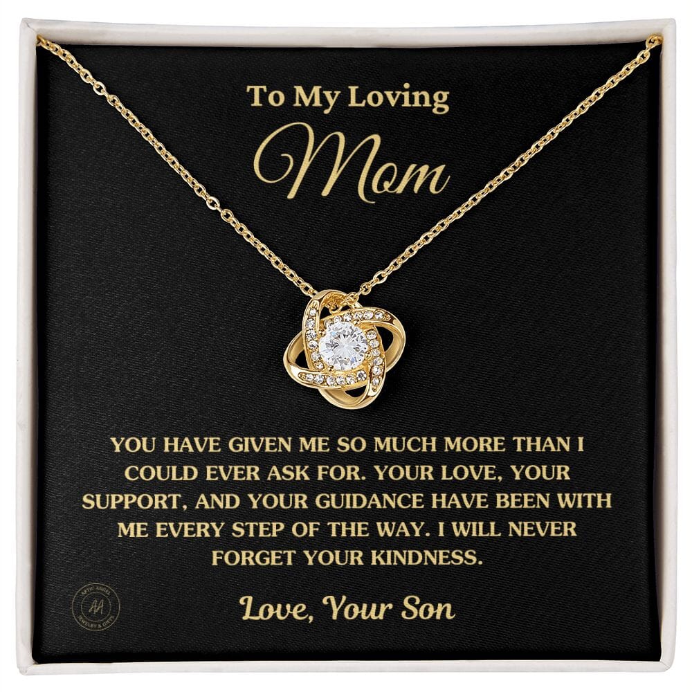 Gift for Mom From Son - "I Will Never Forget Your Kindness" Necklace Jewelry 18K Yellow Gold Finish Two-Toned Gift Box 