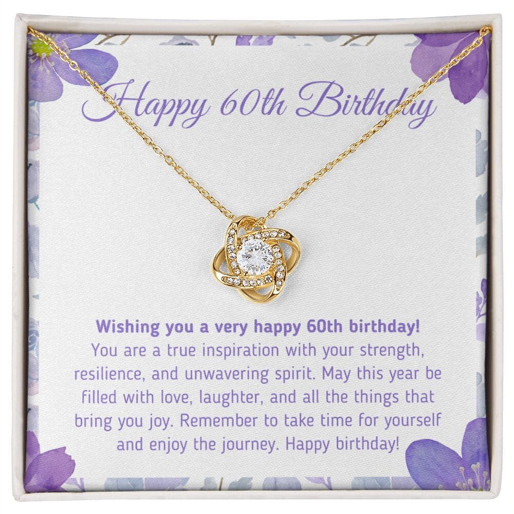 Beautiful "Happy 60th Birthday - You Are A True Inspiration" Knot Necklace Jewelry 18K Yellow Gold Finish Two-Toned Gift Box 