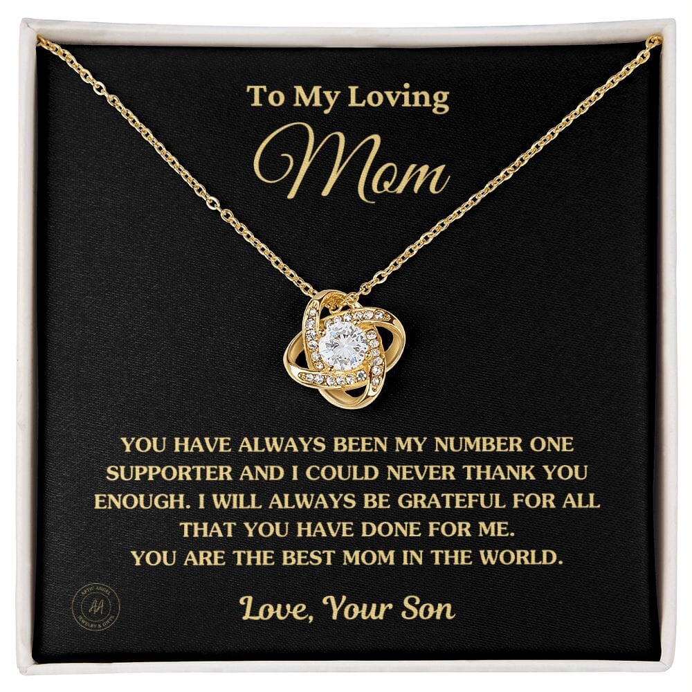 Gift for Mom From Son - "You Are The Best Mom In The World" Necklace Jewelry 18K Yellow Gold Finish Two-Toned Gift Box 