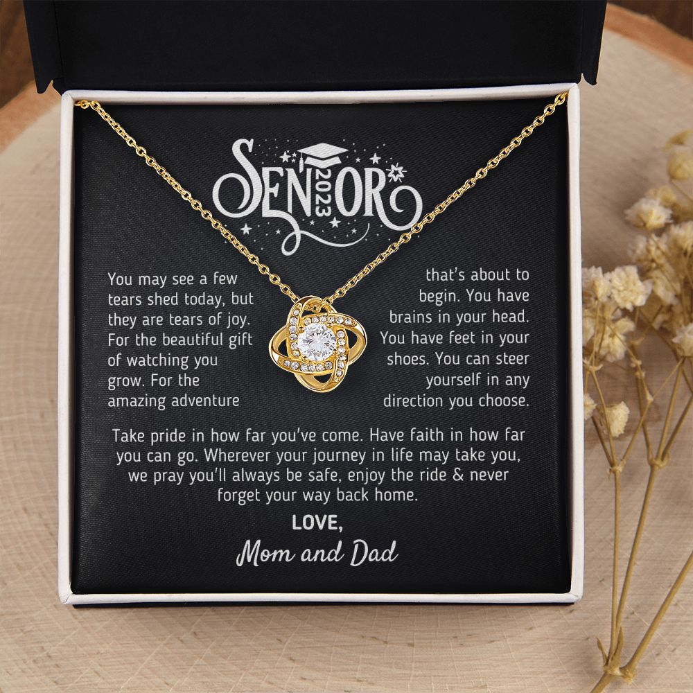 Gift for Graduation 2023 "Enjoy The Ride" Love, Mom and Dad Jewelry 18K Yellow Gold Finish Two-Toned Gift Box 