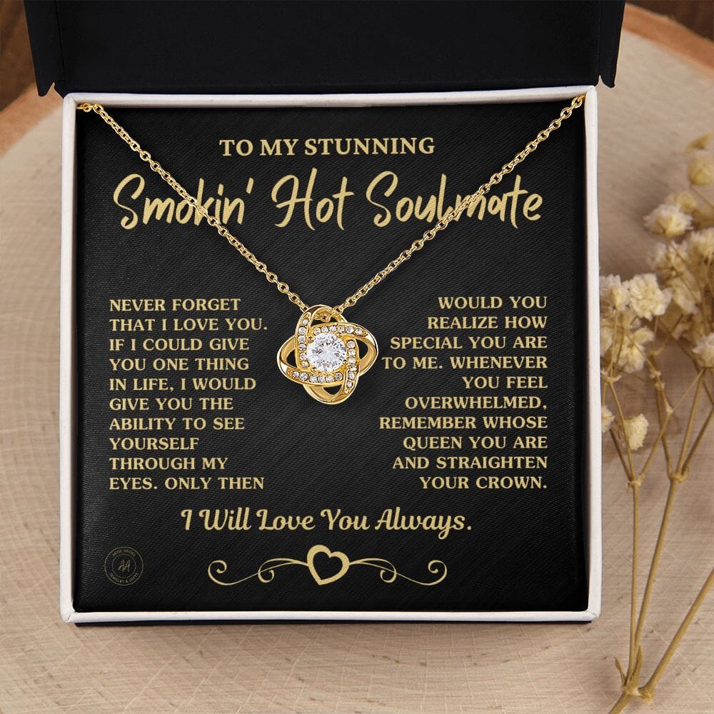 Gift For Soulmate "Remember Whose Queen You Are" Necklace Jewelry 18K Yellow Gold Finish Two-Toned Gift Box 