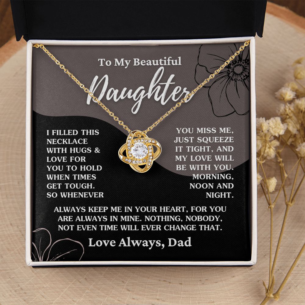 Gift For Daughter "My Love Will Be With You" Love Dad Necklace Jewelry 18K Yellow Gold Finish Two-Toned Gift Box 