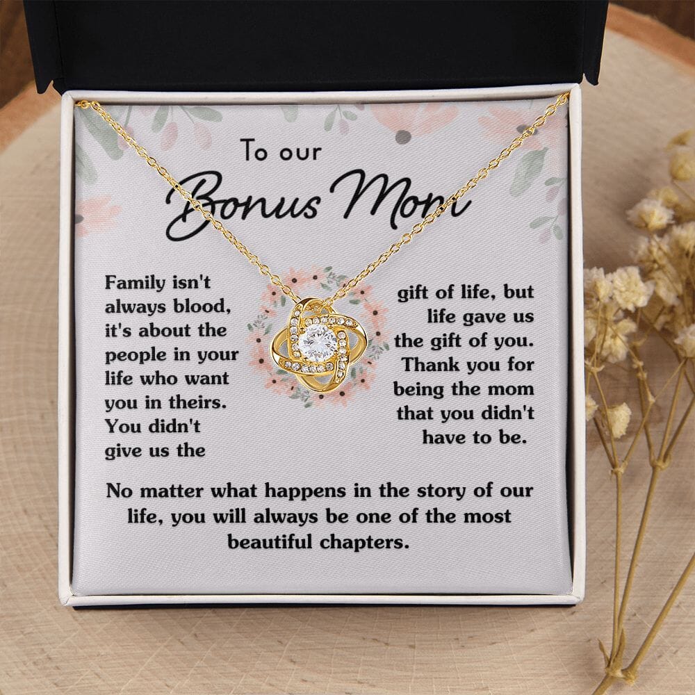 Gift For Our Bonus Mom "Most Beautiful Chapters" Necklace Jewelry 18K Yellow Gold Finish Two-Toned Gift Box 