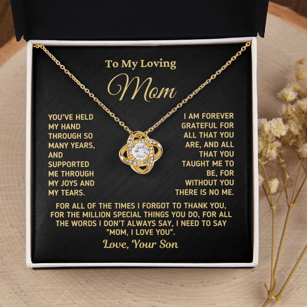 Gift for Mom From Son "Without You There Is No Me" Gold Necklace Jewelry 18K Yellow Gold Finish Two-Toned Gift Box 
