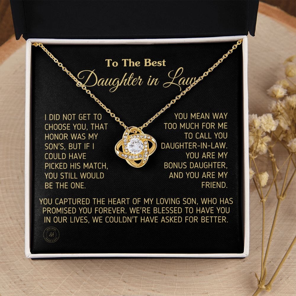 Gift for Daughter In Law "You Are My Bonus Daughter, You Are My Friend" Necklace Jewelry 18K Yellow Gold Finish Two-Toned Gift Box 