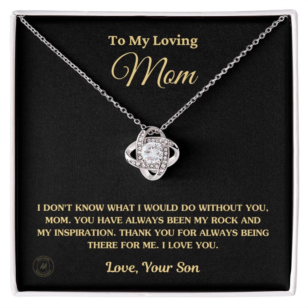Gift for Mom From Son - "I Don't Know What I Would Do Without You" Necklace Jewelry 14K White Gold Finish Two-Toned Gift Box 