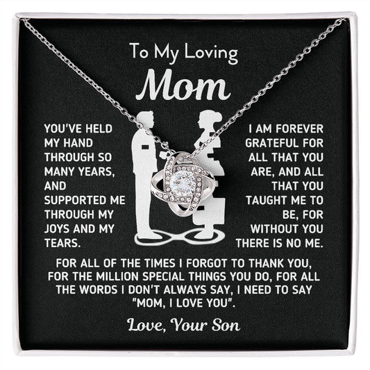 Beautiful Gift for Mom From Son "Without You There Is No Me" Necklace Jewelry 14K White Gold Finish Two-Toned Gift Box 