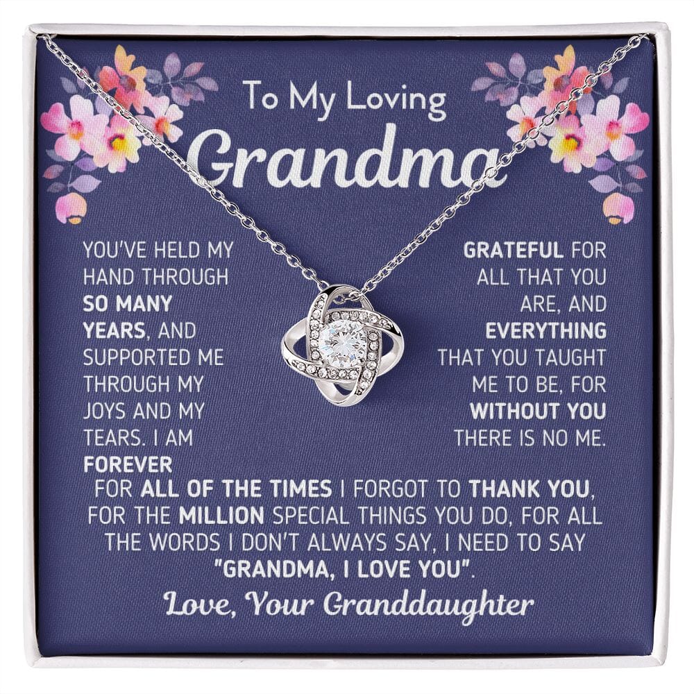 Gift for Grandma From Granddaughter "Without You There Is No Me" Necklace Jewelry 14K White Gold Finish Two-Toned Gift Box 