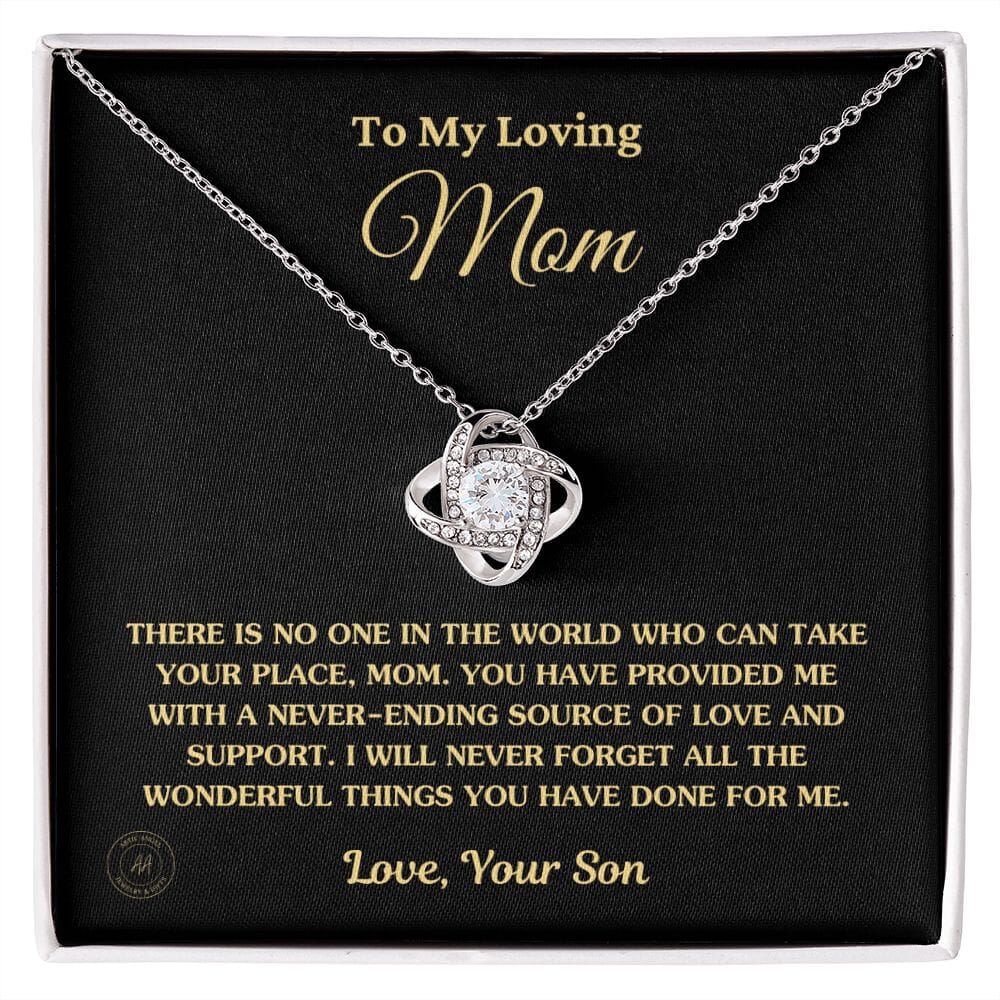 Gift for Mom From Son - "I Am So Blessed To Have You In My Life" Necklace Jewelry 14K White Gold Finish Two-Toned Gift Box 