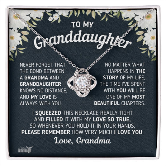 Gift For Granddaughter "The Bond Between a Grandma and Granddaughter" Necklace Jewelry 14K White Gold Finish Two-Toned Gift Box 