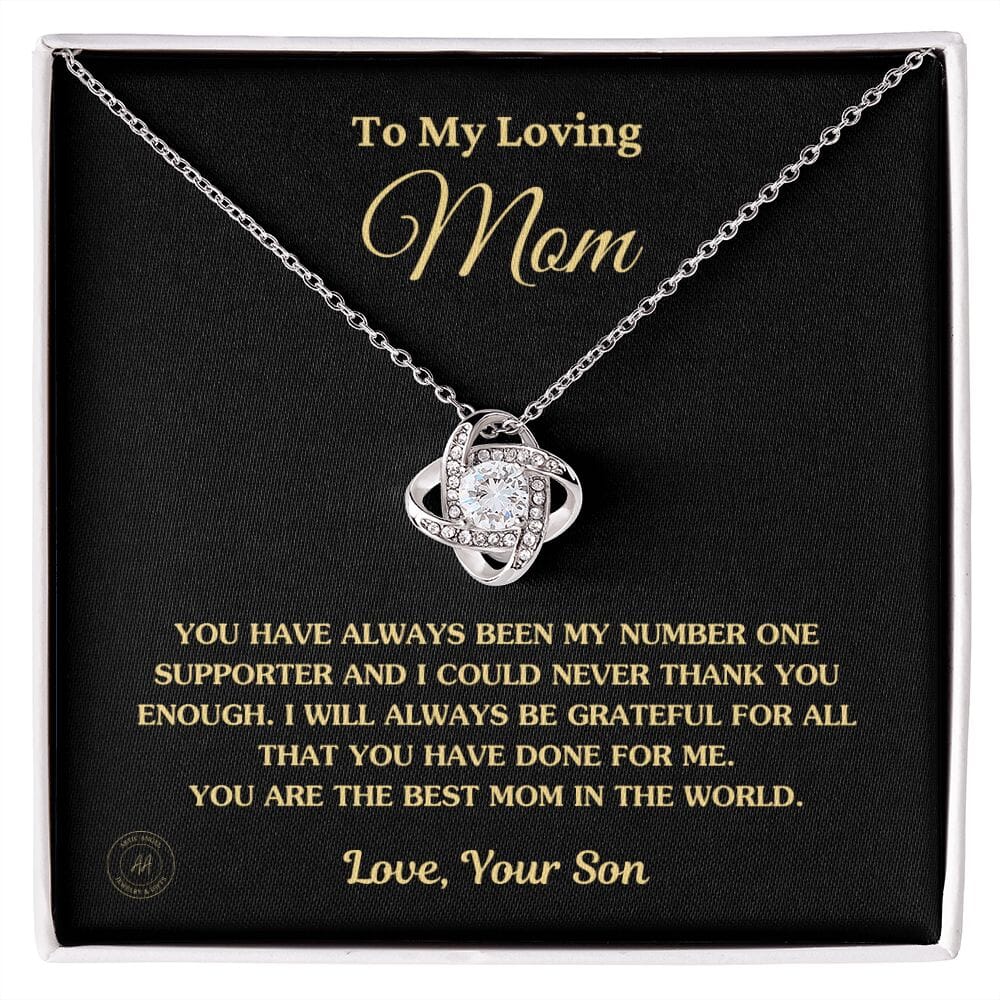 Gift for Mom From Son - "You Are The Best Mom In The World" Necklace Jewelry 14K White Gold Finish Two-Toned Gift Box 