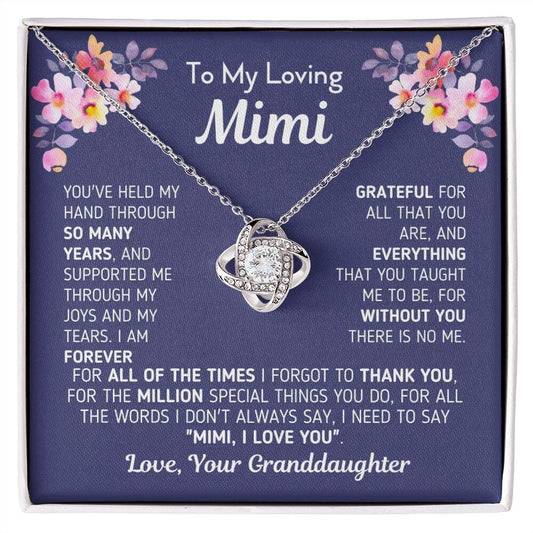 Gift for Mimi From Granddaughter "Without You There Is No Me" Necklace Jewelry 14K White Gold Finish Two-Toned Gift Box 
