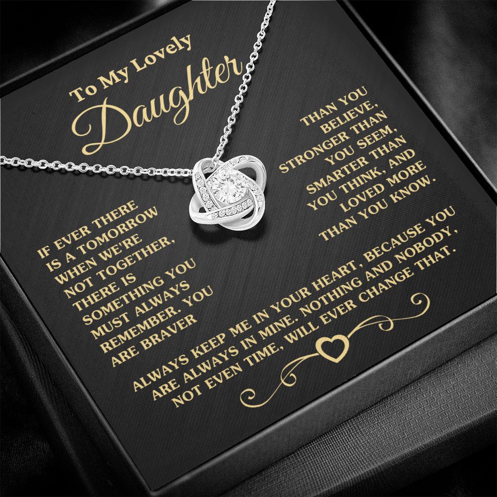 Gift For Daughter "Always Keep Me In Your Heart" Necklace Jewelry 14K White Gold Finish Two-Toned Gift Box 