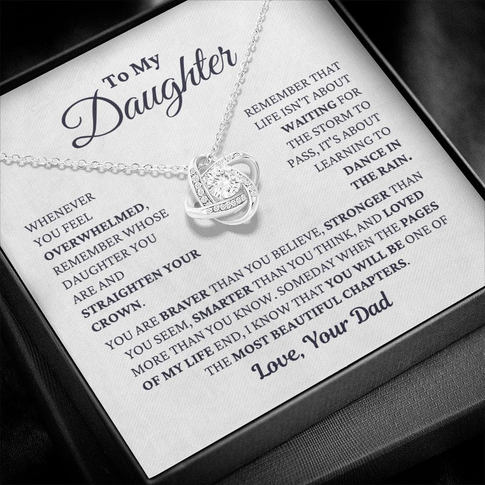 Gift For Daughter From Dad "Most Beautiful Chapters" Necklace Jewelry 14K White Gold Finish Two-Toned Gift Box 