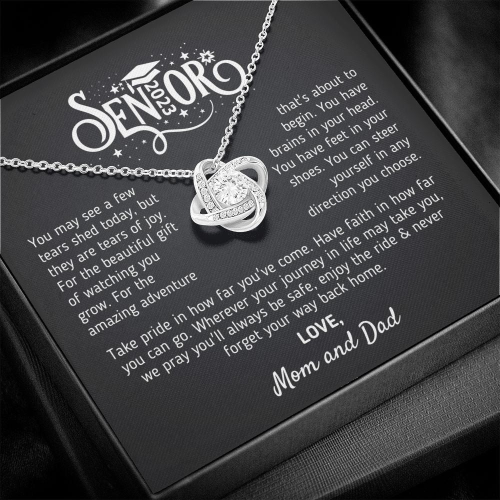 Gift for Graduation 2023 "Enjoy The Ride" Love, Mom and Dad Jewelry 14K White Gold Finish Two-Toned Gift Box 
