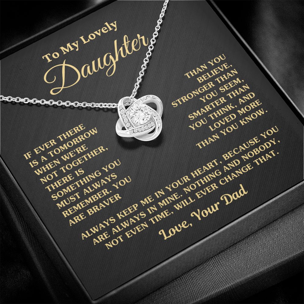 To My Daughter From Dad Interlocking Heart Necklace With Message Card –  Fellowship Apparel