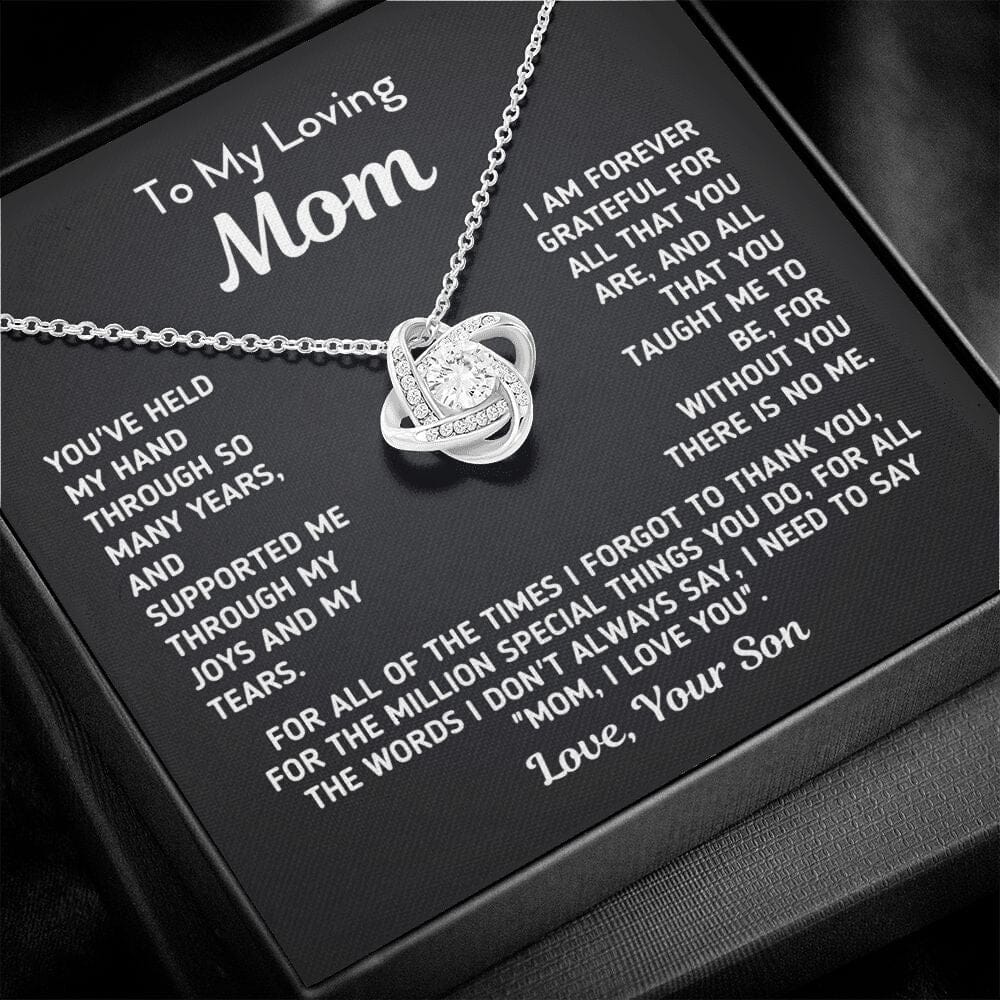 Gift for Mom From Son - "Without You There Is No Me" Gold Knot Necklace Jewelry 