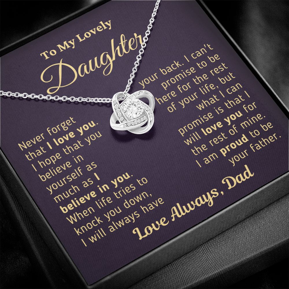 Gift for Daughter "Proud To Be Your Father" Gold Necklace Jewelry 14K White Gold Finish Two-Toned Gift Box 