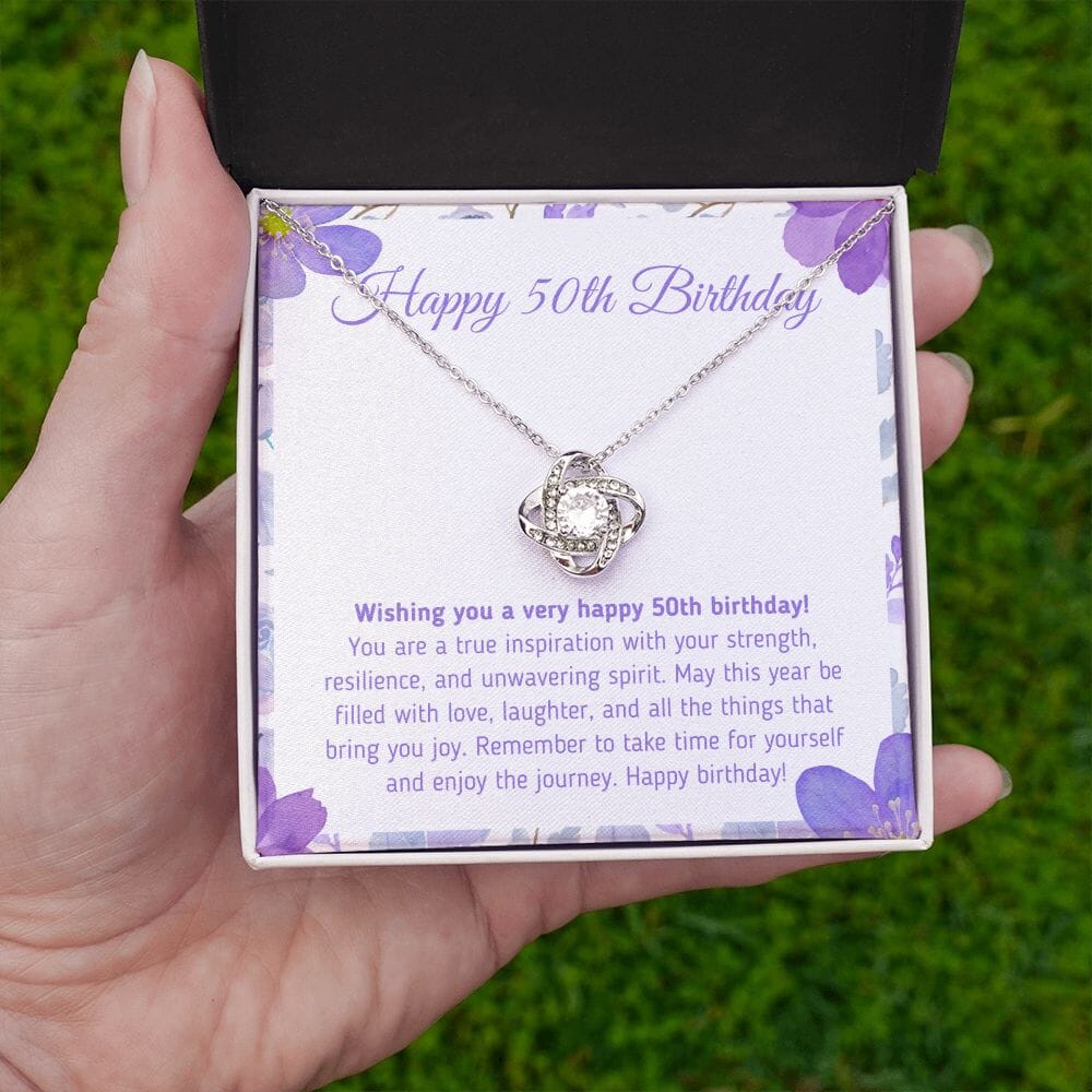 Beautiful "Happy 50th Birthday - You Are A True Inspiration" Knot Necklace Jewelry 