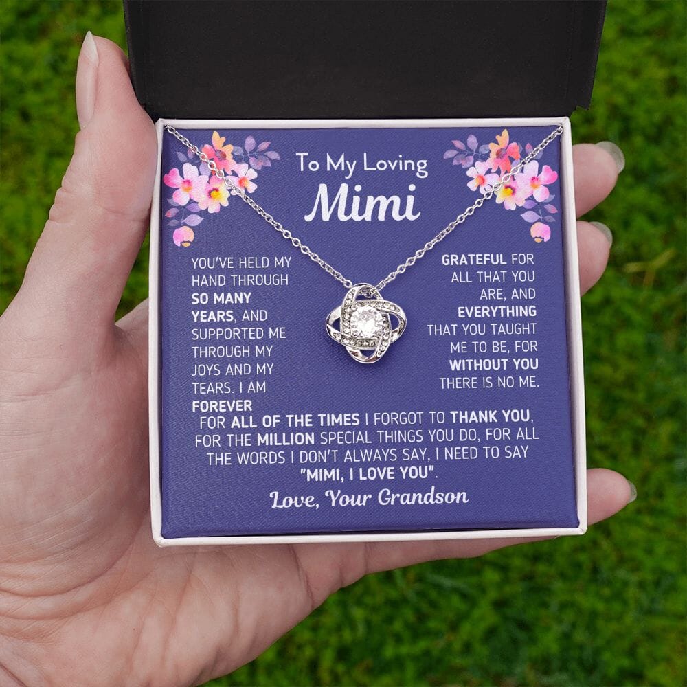 Gift for Mimi From Grandson "Without You There Is No Me" Knot Necklace Jewelry 