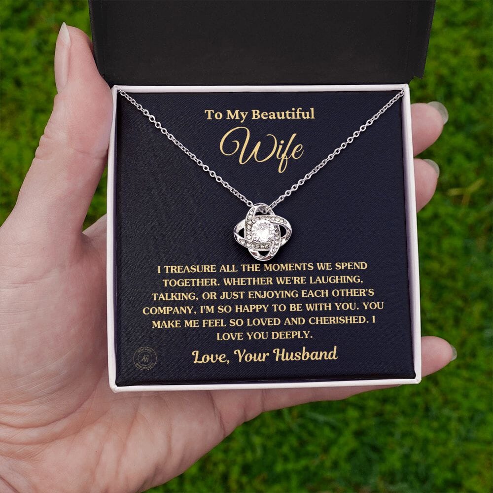 Gift For Wife "I Treasure All The Moments" Knot Necklace Jewelry 