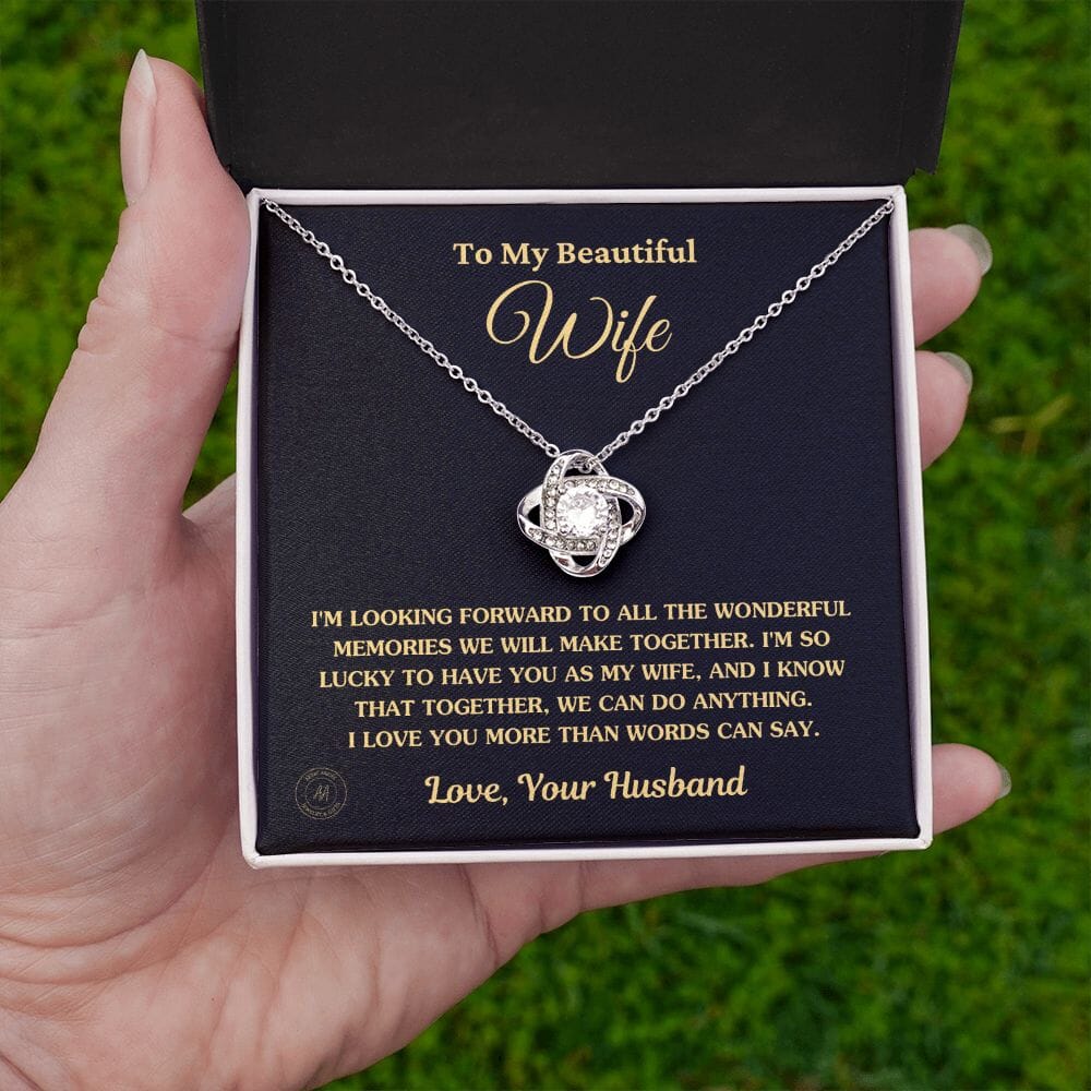 Gift For Wife "I'm So Lucky To Have You As My Wife" Knot Necklace Jewelry 