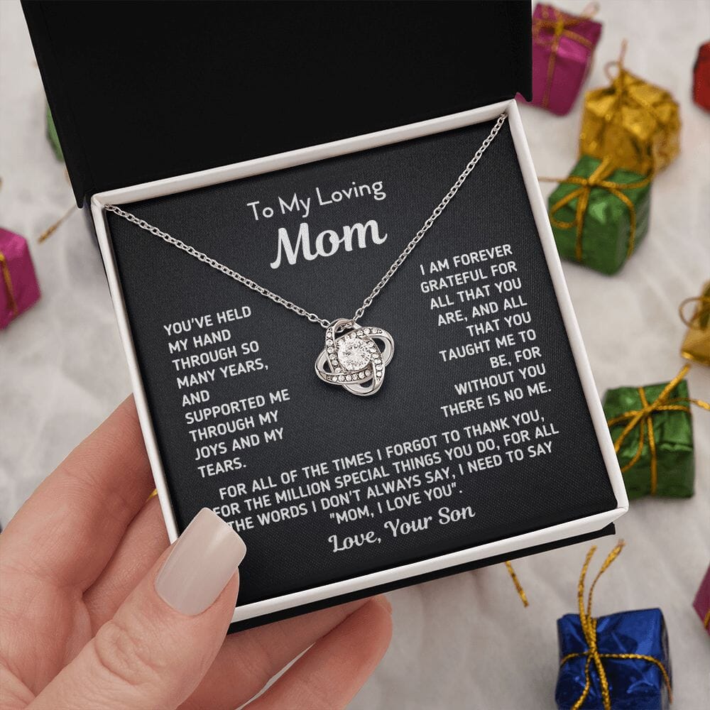 Gift for Mom From Son - "Without You There Is No Me" Knot Necklace Jewelry 