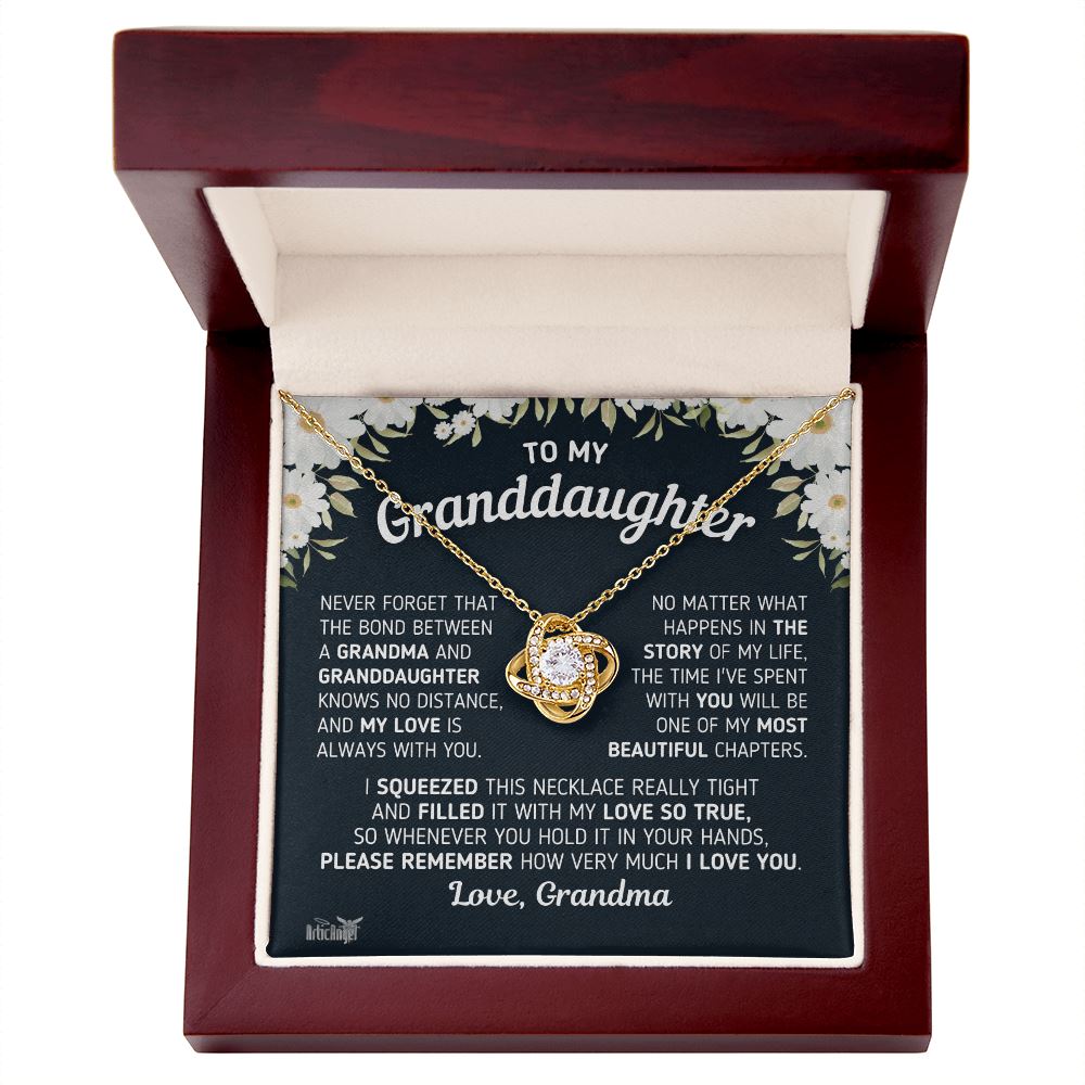 Gift For Granddaughter "The Bond Between a Grandma and Granddaughter" Necklace Jewelry 18K Yellow Gold Finish Mahogany Style Luxury Box (w/LED) 
