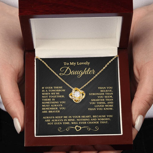 Gift For Daughter "Always Keep Me In Your Heart" Necklace Jewelry 18K Yellow Gold Finish Mahogany Style Luxury Box (w/LED) 