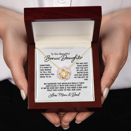 Gift for Bonus Daughter "Gift Of You" Necklace From Mom and Dad Jewelry 