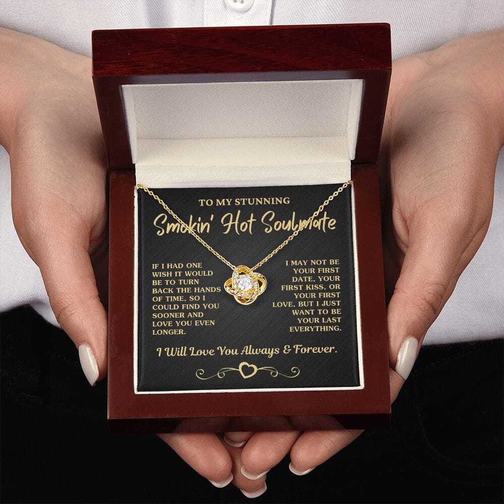 (Almost Sold Out) Gift For Soulmate "Your Last Everything" Necklace Jewelry 18K Yellow Gold Finish Mahogany Style Luxury Box (w/LED) 