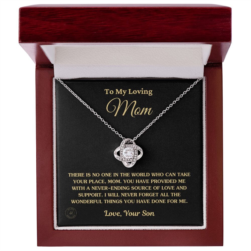 Gift for Mom From Son - "I Am So Blessed To Have You In My Life" Necklace Jewelry 14K White Gold Finish Mahogany Style Luxury Box (w/LED) 
