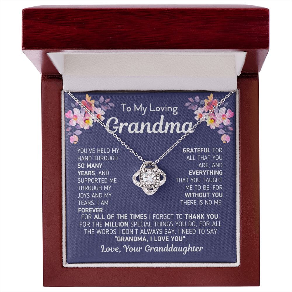 Gift for Grandma From Granddaughter "Without You There Is No Me" Necklace Jewelry 14K White Gold Finish Mahogany Style Luxury Box (w/LED) 