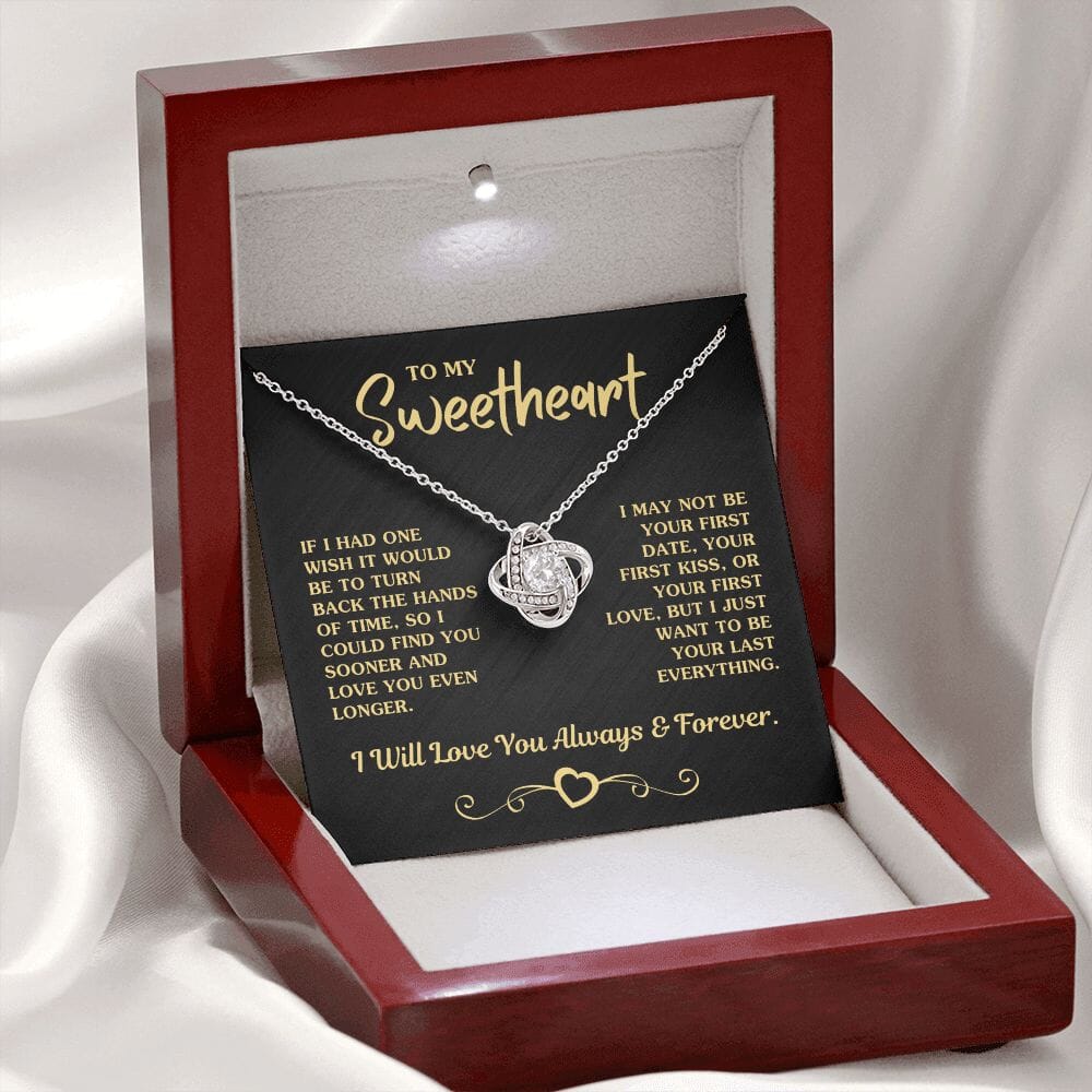 (Almost Sold Out) Gift For Sweetheart "Your Last Everything" Necklace Jewelry 14K White Gold Finish Mahogany Style Luxury Box (w/LED) 