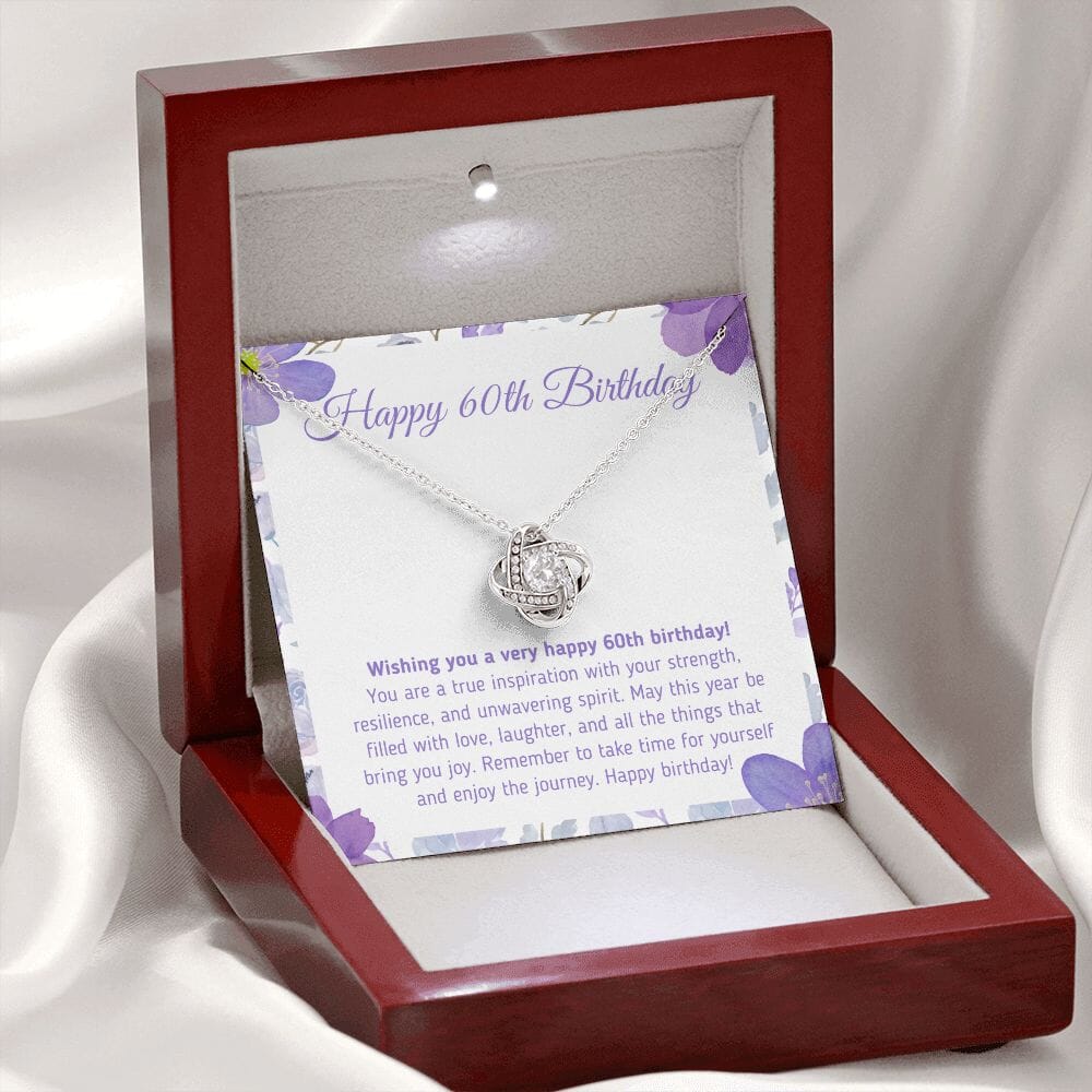 Beautiful "Happy 60th Birthday - You Are A True Inspiration" Knot Necklace Jewelry 