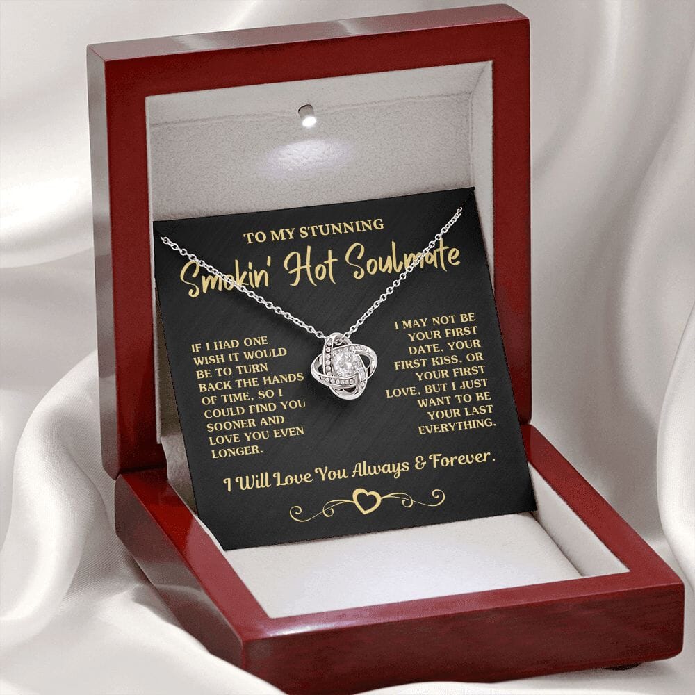 (Almost Sold Out) Gift For Soulmate "Your Last Everything" Necklace Jewelry 14K White Gold Finish Mahogany Style Luxury Box (w/LED) 
