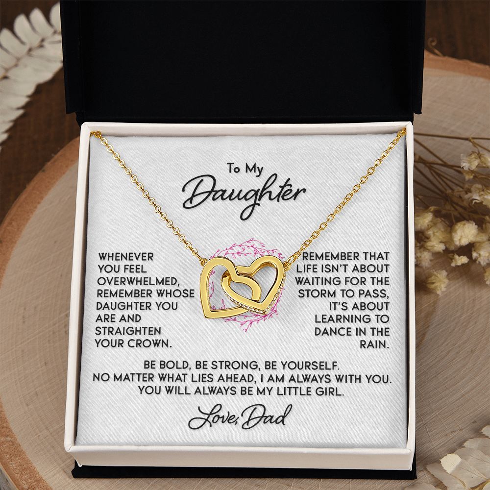 Gift for Daughter "Dance In The Rain" Love Dad Necklace Jewelry 18K Yellow Gold Finish Two-Toned Gift Box 