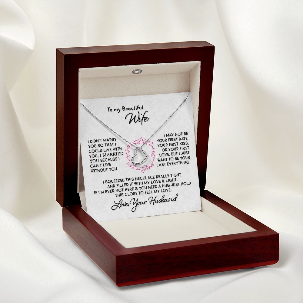 Gift for Wife "I Can't Live Without You" Heart Necklace Jewelry 