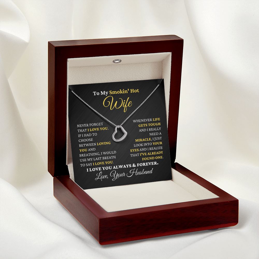 Gift for Wife "I Just Look Into Your Eyes" Heart Necklace Jewelry 