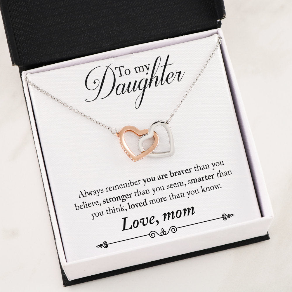 "To My Daughter" - Mother Daughter Necklace Jewelry Interlocking Heart Insert Template 
