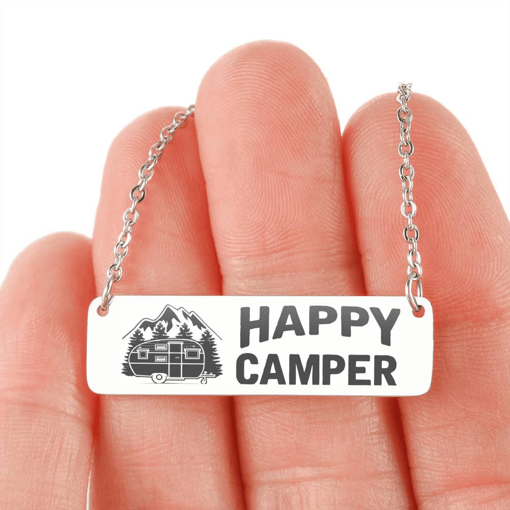 Happy Camper Custom Bar Necklace Jewelry 