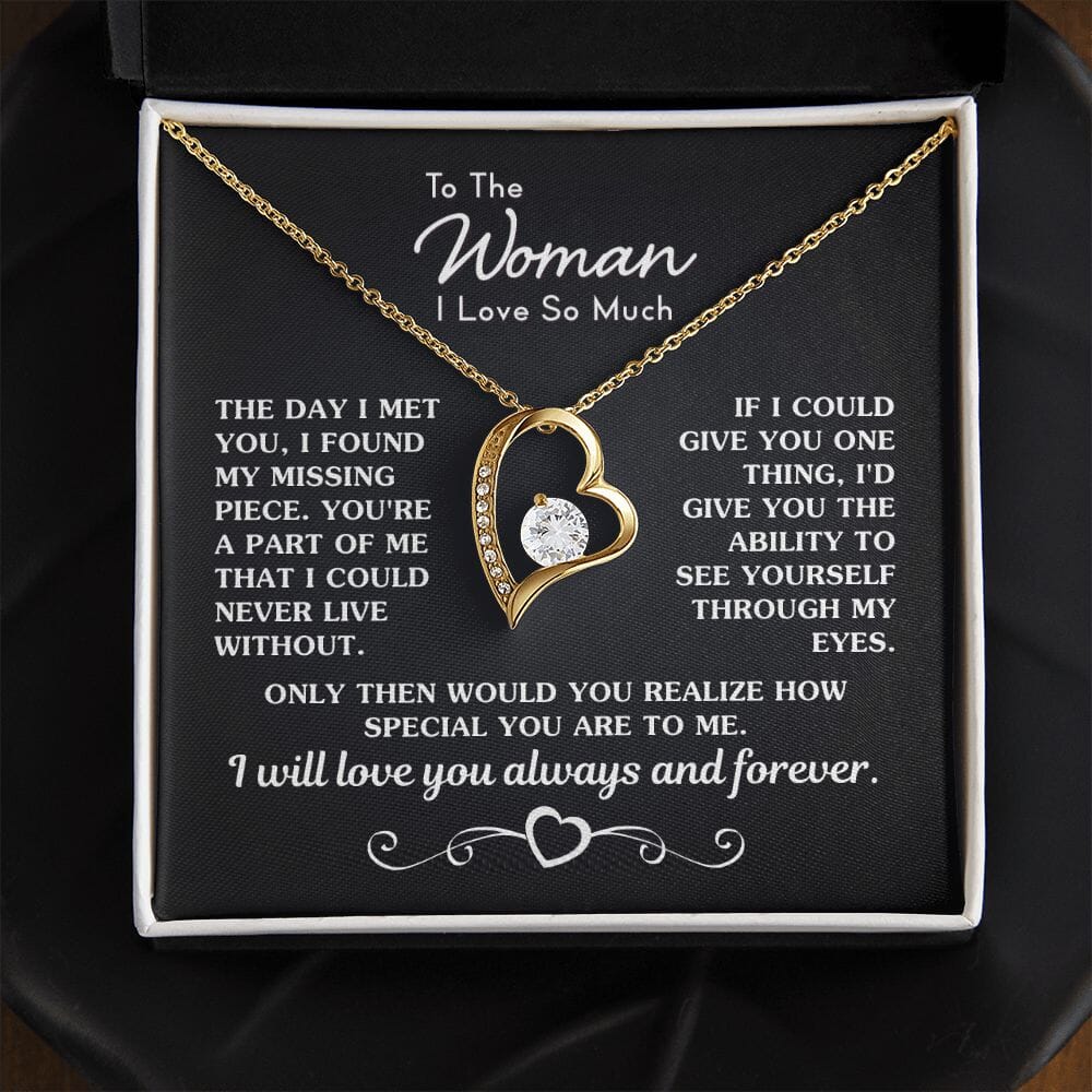To The Woman I Love "My Missing Piece" Necklace Jewelry 18k Yellow Gold Finish Two-Toned Gift Box 