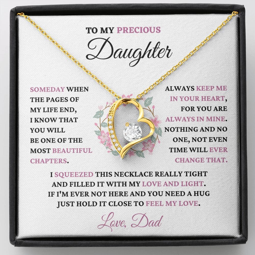 Gift For Precious Daughter Love Dad "Always Keep Me In Your Heart" Heart Necklace Jewelry 18k Yellow Gold Finish Two-Toned Gift Box 