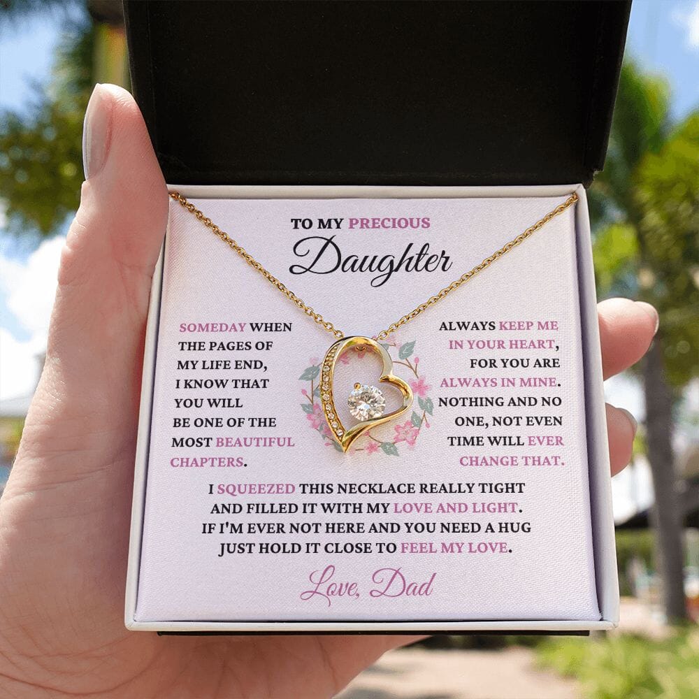 Gift For Precious Daughter Love Dad "Always Keep Me In Your Heart" Heart Necklace Jewelry 