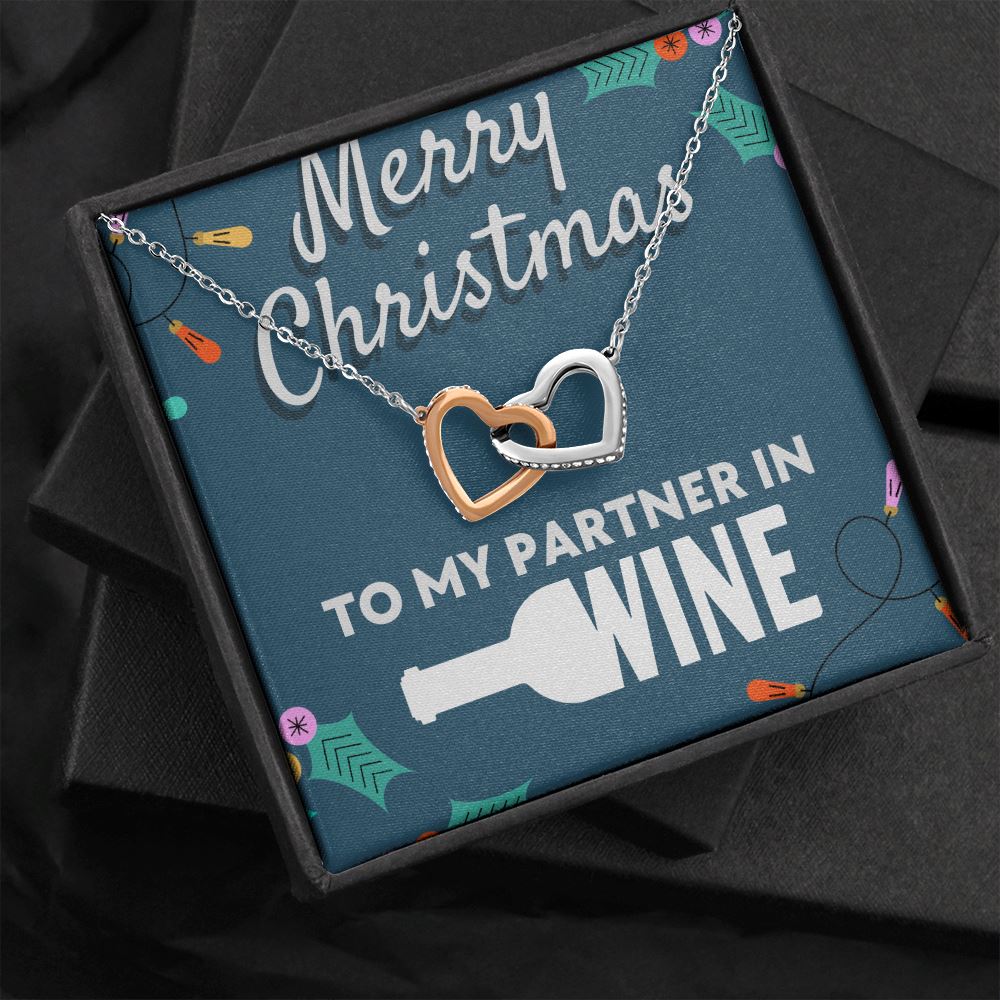 Merry Christmas To My Partner In Wine Necklace Jewelry Standard Box 
